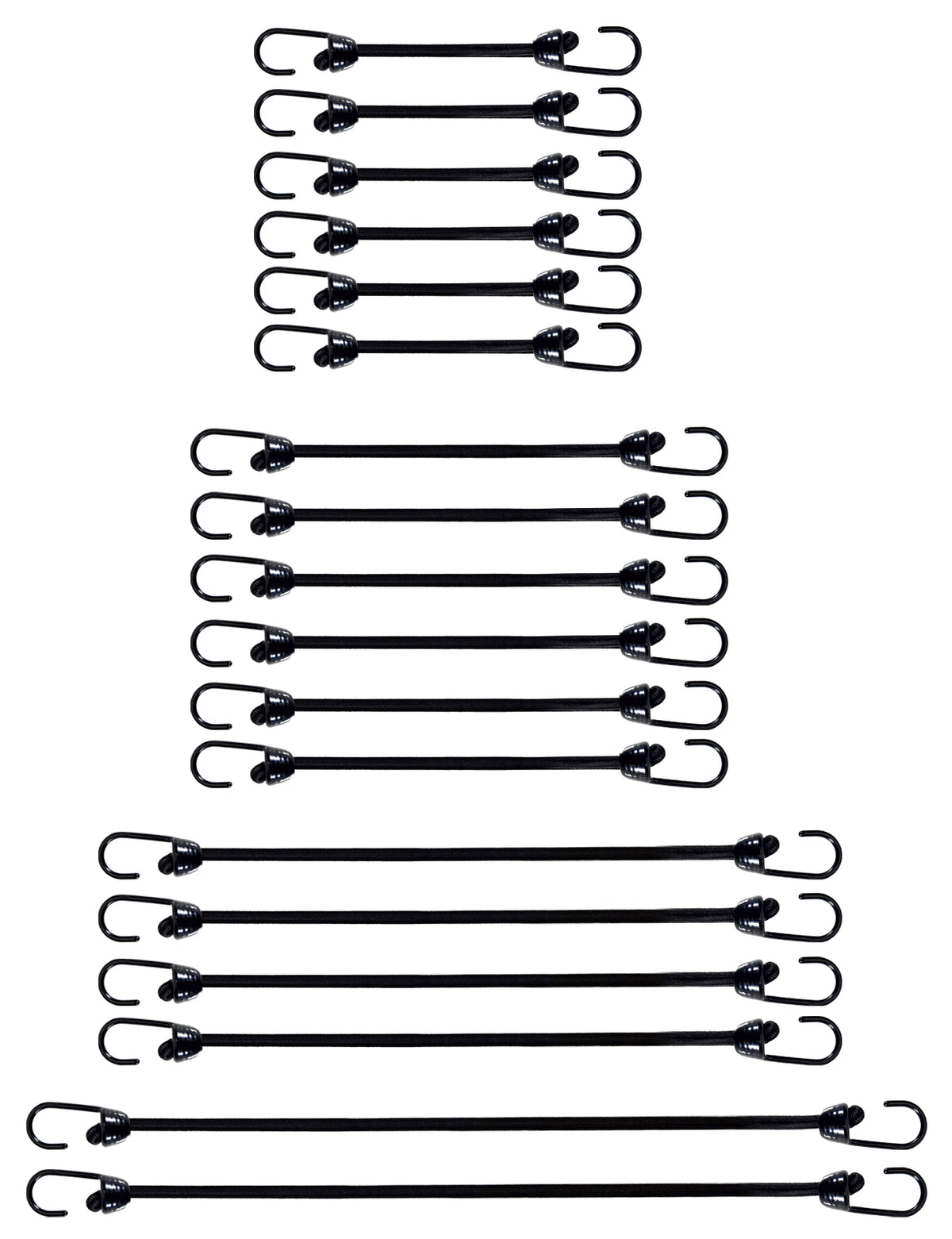 JONEAZ Mini Bungee Cords with Hooks, 5mm, 2–12 Inch & Mix Size