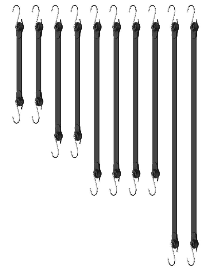 Silicone Rubber Bungee Cords with Metal Hooks Heavy Duty Outdoor, Assorted Sizes, 2x10 in, 2x15 in, 4x21 in and 2x31 in,Can Stretch to 1.8X Original Length