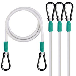 Bungee Cord with Carabiner Hooks, 4 Pack,White Color