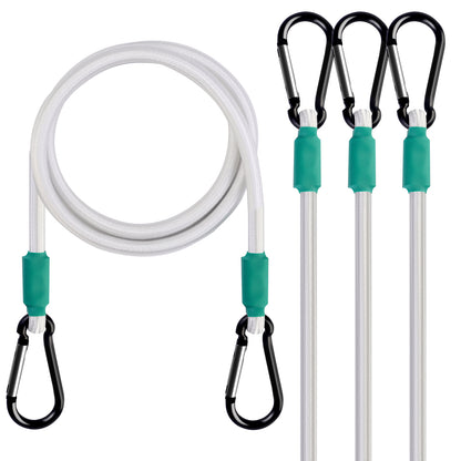 Bungee Cord with Carabiner Hooks, 4 Pack,White Color