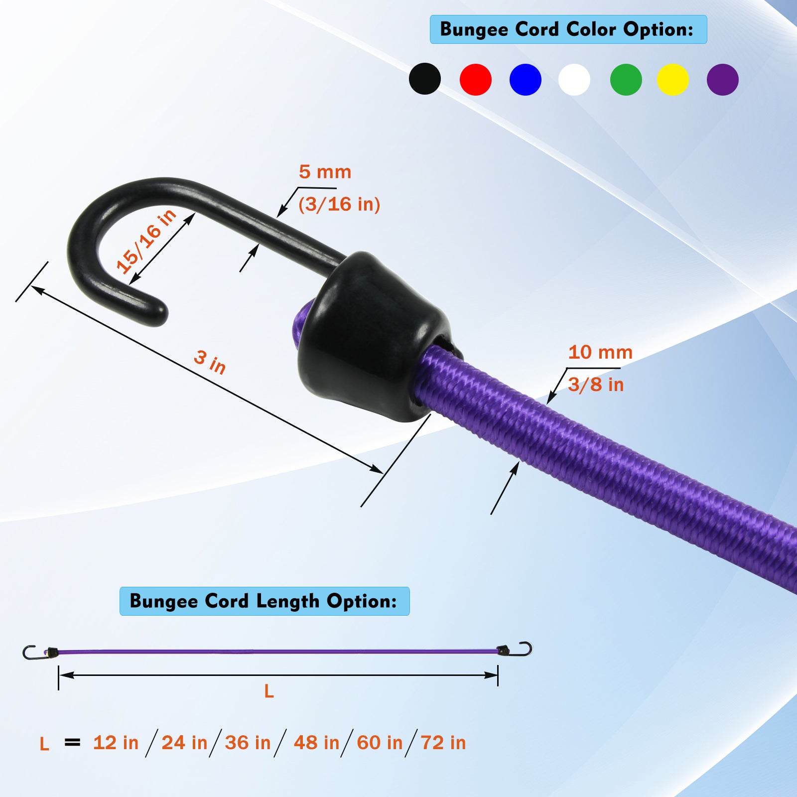 Bungee Cord with Hooks Heavy Duty Outdoor 4 Pack
