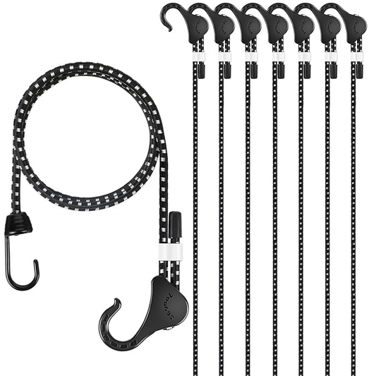 Adjustable Bungee Cord with Hooks 36inch 48 inch, 8-Piece, Heavy Duty for Outdoor Camping Pickup and Household, UV Resistant