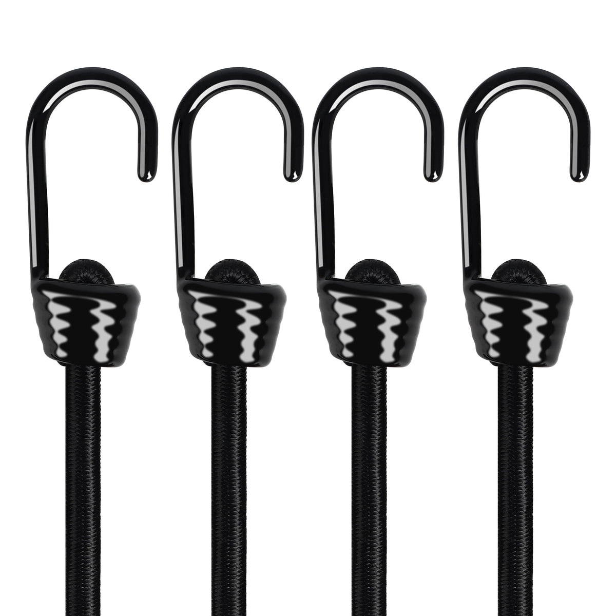 JONEAZ 10mm Heavy-Duty Bungee Cords with Hooks, 4-Pack, 12–72 Inch