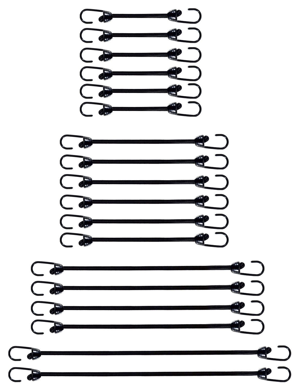 Mini Bungee Cord with hooks, 15 Piece one Package