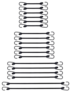 Mini Bungee Cord with hooks, 15 Piece one Package